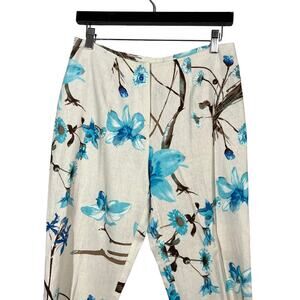 Giorgio Fiorlini Straight Leg Ankle Linen Blend Pant Floral - 6
